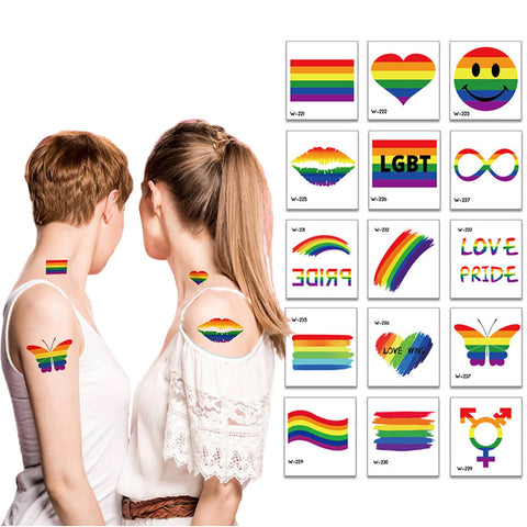 Generic Rainbow Temporary Tattoos 20 Pcs Gay Day Tattoos Butterfly/Heart/Rainbow/Stripes Flag Tattoos LGBT Flash Body Art Waterproof Stickers for Rainbow Party Month Parades Decorations