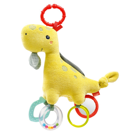 Fehn Activity Toy Dino - Motor Skills Toy with Attachment Ring - Baby Toy with Gripping Elements - Baby Toy to Grab & Discover - Cuddly Toy for Babies and Toddlers from 0+ Months