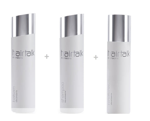 HAIRTALK Arcos Care Set Shampoo 250 ml + Balm 250 ml + Conditioner 200 ml for Extensions, Hair Extensions, Bondings