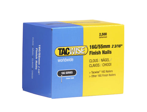Tacwise 0299 Type 16G / 55 mm Galvanised Finish Nails, Pack of 2500