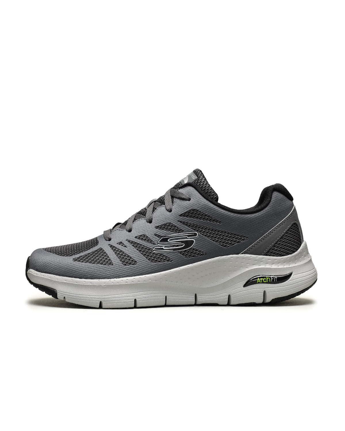 Skechers Men's Low-Top Trainers, Grey Charcoal Textile Synthetic Black Trim Ccbk, 6.5