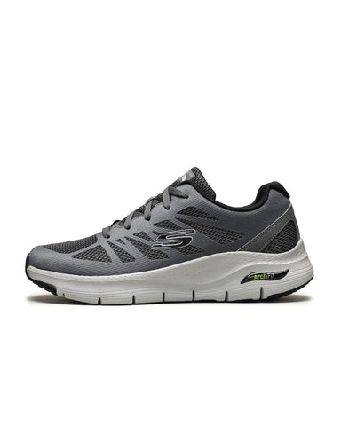 Skechers Men's Low-Top Trainers, Grey Charcoal Textile Synthetic Black Trim Ccbk, 6.5