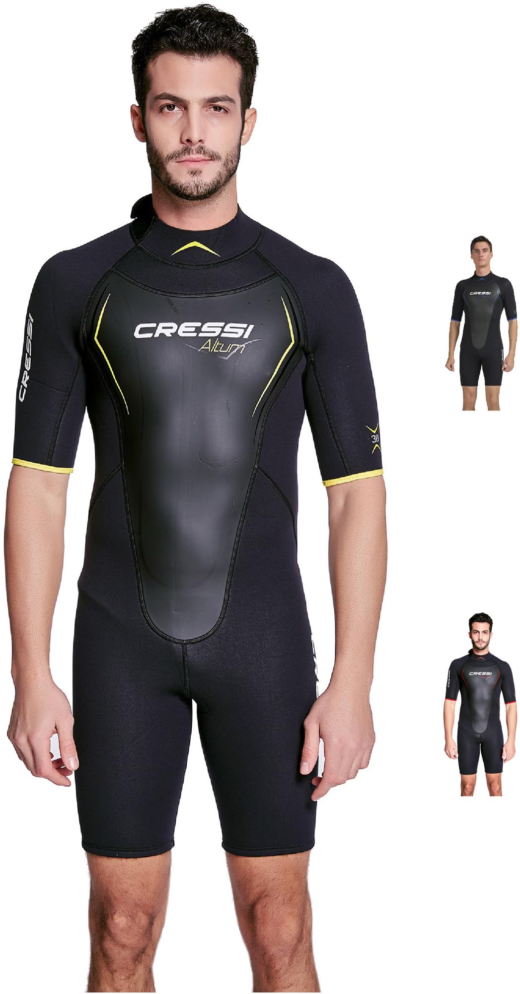 Cressi Men's Cressi Altum Man One piece shorty for Men in 3 mm double lined neoprene, Black Yellow, Large 4 UK