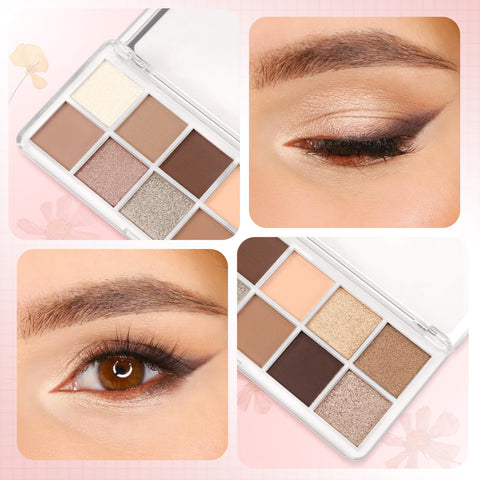 Boobeen 12 Colors Eyeshadow Palette, Smooth Matte&Glitter Eyeshadow Makeup, High Pigmented Shades, Ultra-Blendable Neutral Nudes Eye Shadow for Naturing-Looking, Long Lasting