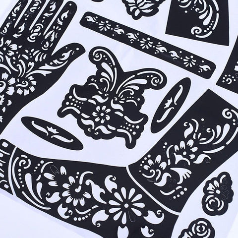 Black Henna Tattoo Kit Stencils, Temporary Reusable Unisex Tattoo Sets Indian Arabian Temporary Tattoo Templates Kit for Body Art Paint Temporary Tattoos Makeup, Temporary Tattoos, Body