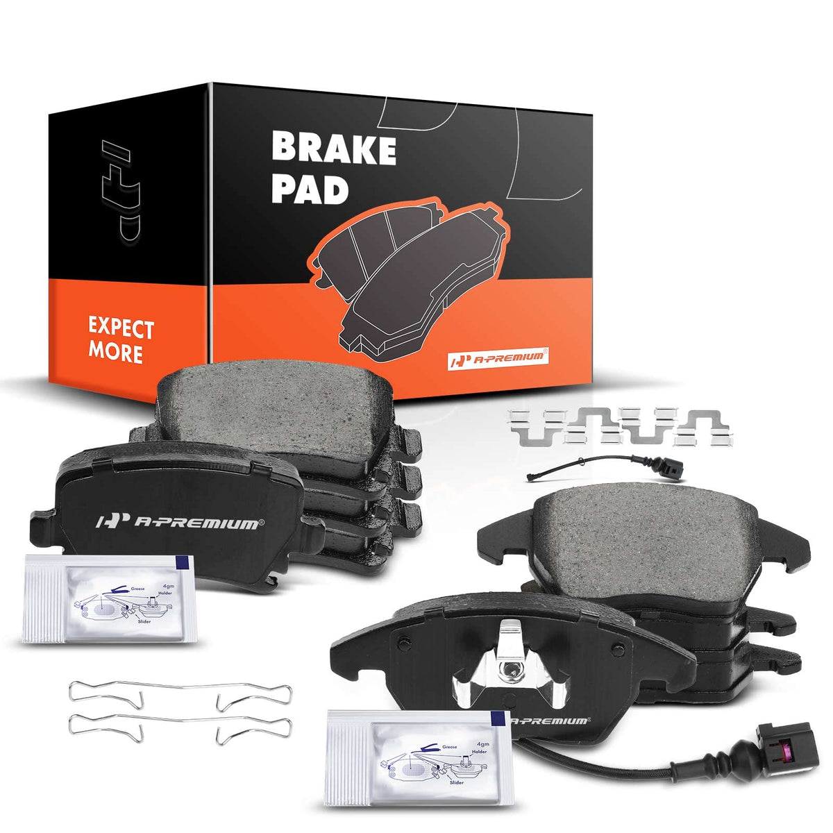 A-Premium Front & Rear Ceramic Disc Brake Pads Set Compatible with Select Audi and Volkswagen Models - For Jetta 2005-2010, Passat/Rabbit 06-09, A3/A3 Quattro 06-10, TT(Quattro), CC, Eos, Golf, GTI