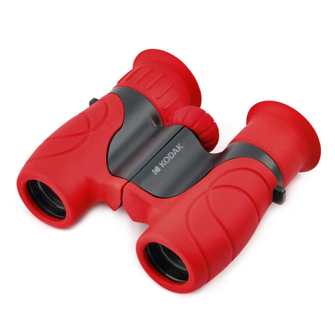 KODAK BCS100 Kids Binoculars - Compact Binoculars for Children, Soft Rubber, Ergonomic Design, Includes Strap and Carrying Case, 8X Magnification - Red