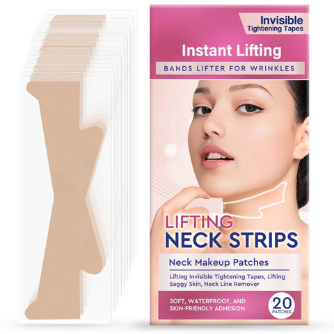 Generic Neck Strips, 20 Pcs Neck Wrinkle Patches, Neck Lift Tape Invisible, High Elastic Neck Tapes for Double Chin Neck Jowls, Improve Neck Lines and Wrinkles