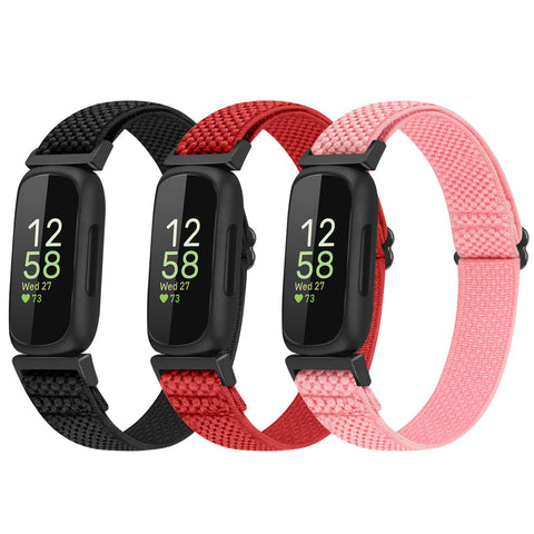 enkic 3 Pack Elastic Strap Compatible with Fitbit Inspire 3/Fitbit Inspire 2/Fitbit Inspire/Inspire HR/Fitbit Ace 3/Ace 2 Strap, Adjustable Stretchy Nylon Sport Replacement Wristband for Men Women