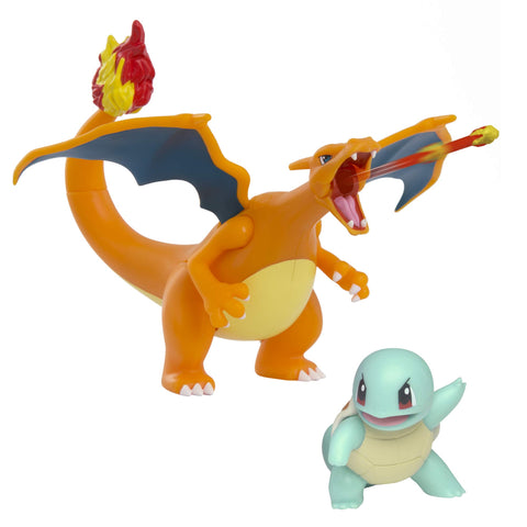 PokÃƒÆ’Ã‚Â©mon Fire and Water Battle Pack - includes 4.5 Inch Flame Action Charizard and 2" Squirtle Action Figures - Amazon Exclsuive