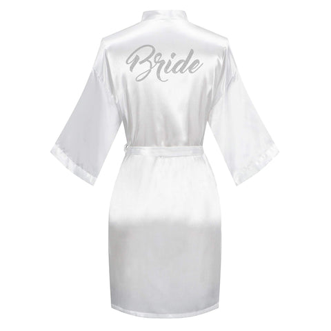 Women's Silk Kimono Bride Robes with Rhinestones Robes with Pockets - - XX-Large