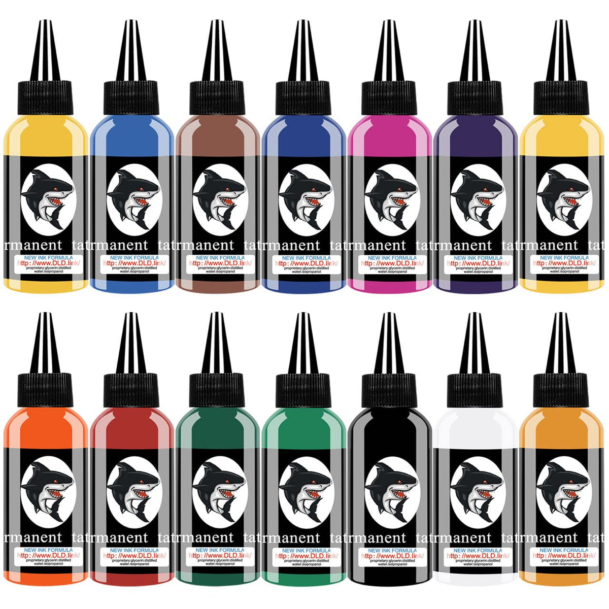DLD Tattoo Ink Set 14 Original Colours Micro Paint Set Ink Tattoo Supplies Permanent 1oz (30ml/Bottle)