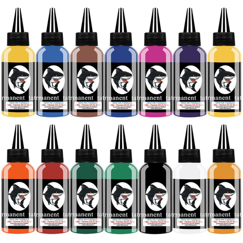 DLD Tattoo Ink Set 14 Original Colours Micro Paint Set Ink Tattoo Supplies Permanent 1oz (30ml/Bottle)