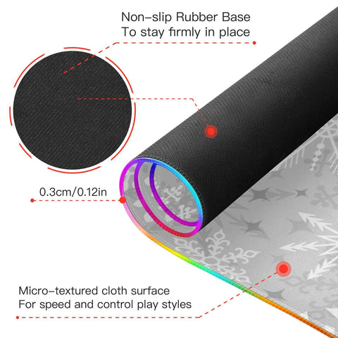 Grey Snowflake Wireless Charging Mouse Pad for Mobile Phone Extra Large Gaming Mousepad with 13 Lighting Modes Computer Mat for Gaming MacBook PC Laptop Desk Office Home