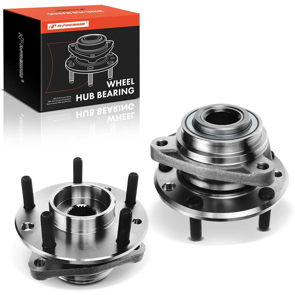 A-Premium Hub Bearing Assembly Compatible with Buick Riviera Cadillac Seville Chevrolet Corvette S10 Blazer GMC Jimmy Oldsmobile Toronado Front Side 2-PC