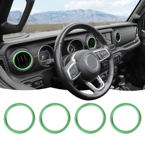 RT-TCZ Center Console Air Conditioner Vent Trim Cover Aluminum Alloy Interior Accessories for Jeep Wrangler JL JLU & Gladiator JT 2018-2024,Green