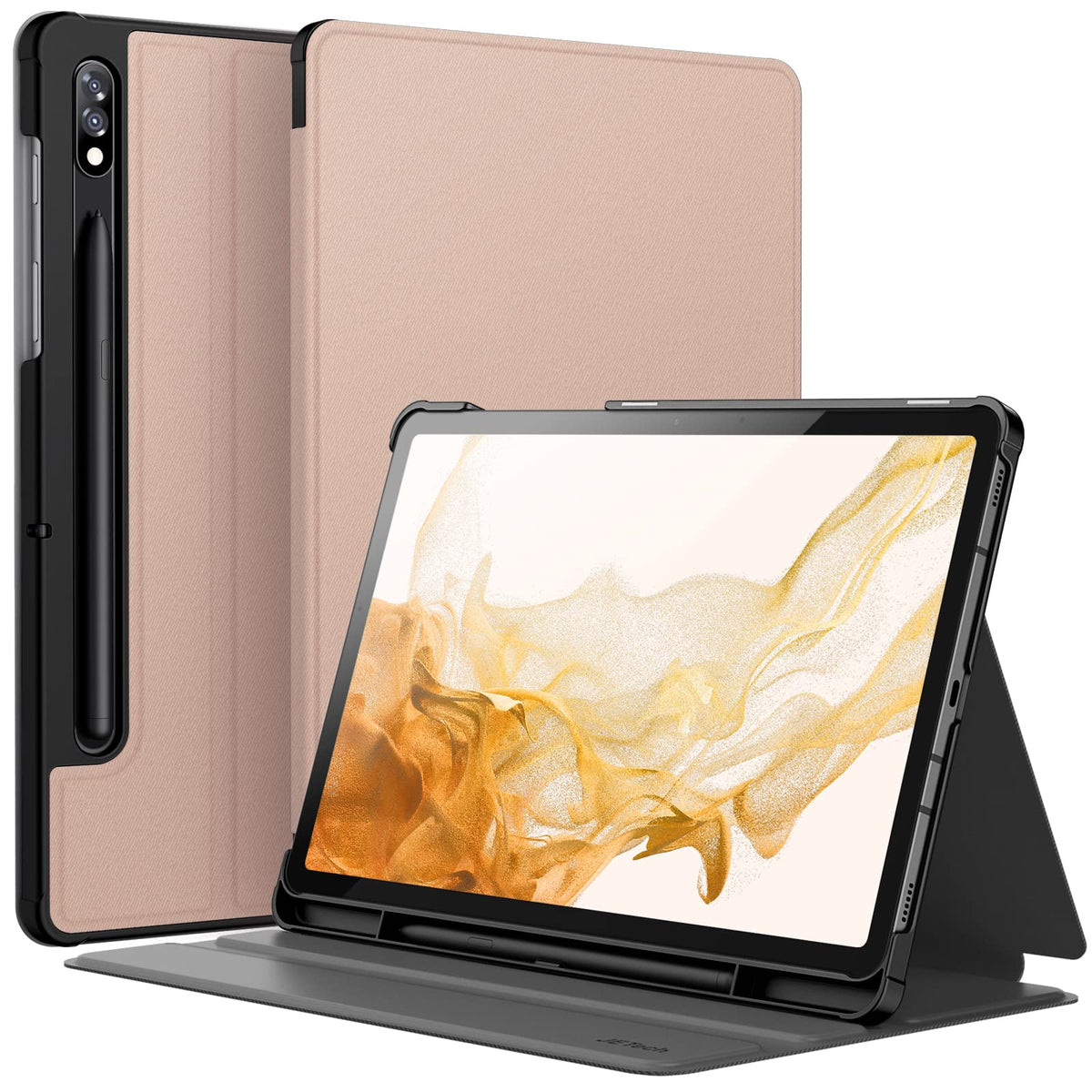 JETech Case for Samsung Galaxy Tab S8 2022/S7 2020 11-Inch with S Pen Holder, Slim Folio Stand Protective Tablet Cover, Multi-Angle Viewing (Rose Gold)