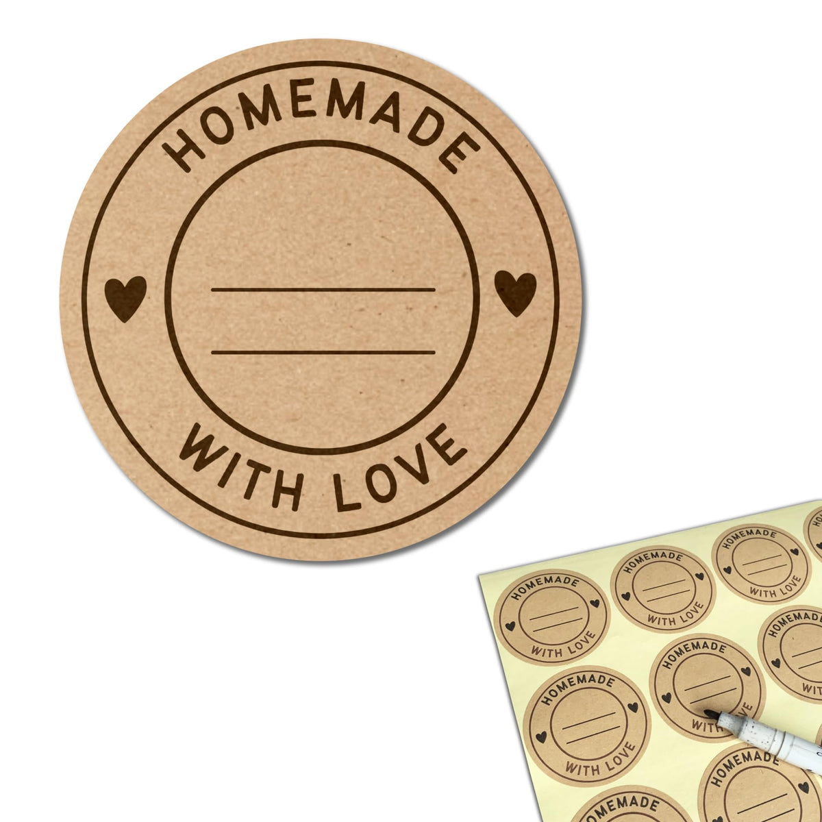 300 Pieces, 2" - Homemade with Love Stickers, Canning Labels for Jars to Write On
