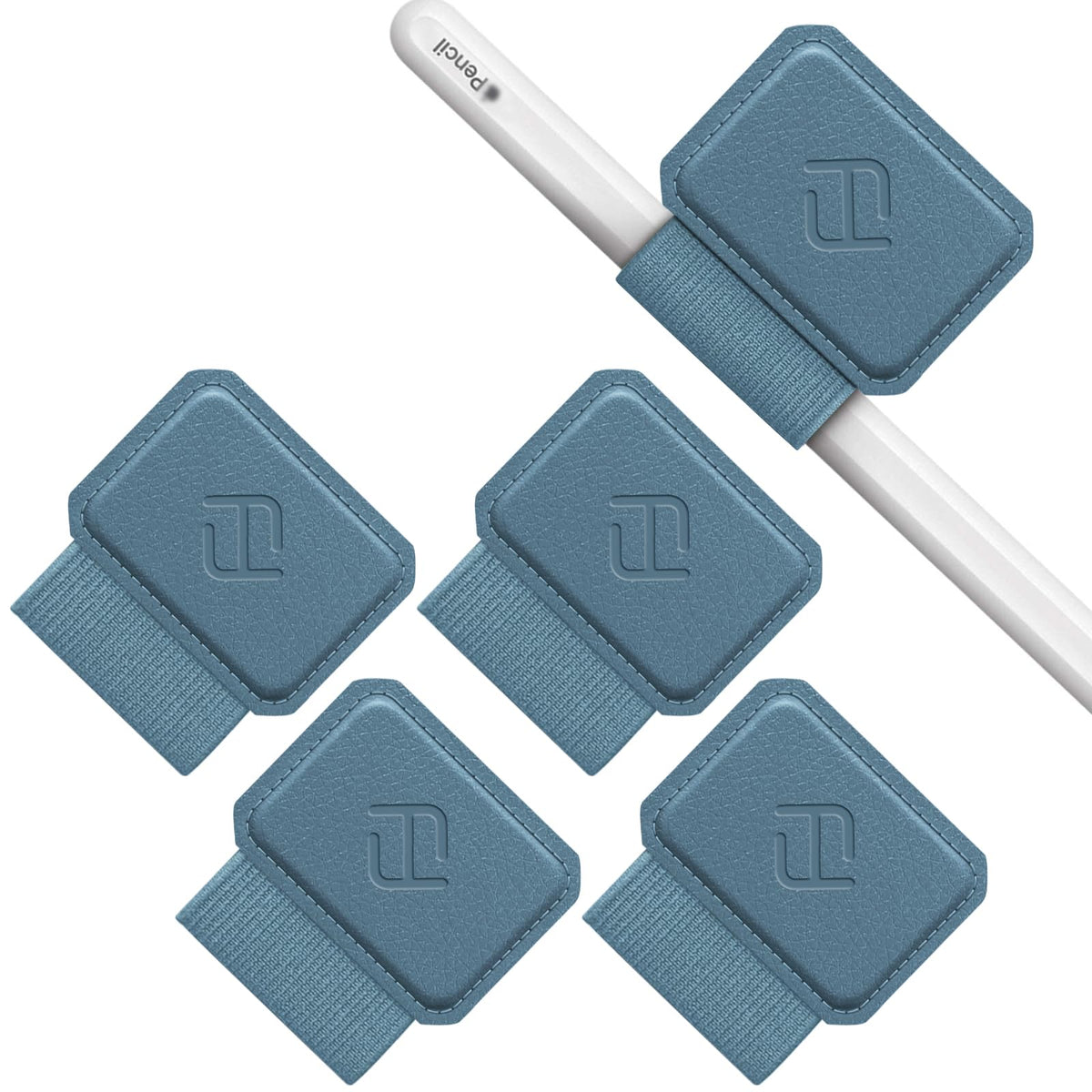 Fintie 4 Pack Pen Loop Holder for Apple Pencil Pro, Apple Pencil (USB-C) & Apple Pencil (1st / 2nd Gen) and Stylus Pens, Elastic Adhesive Leather Pen Sleeve Attached to Cases, Ocean Blue