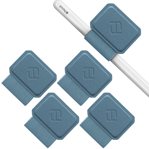Fintie 4 Pack Pen Loop Holder for Apple Pencil Pro, Apple Pencil (USB-C) & Apple Pencil (1st / 2nd Gen) and Stylus Pens, Elastic Adhesive Leather Pen Sleeve Attached to Cases, Ocean Blue