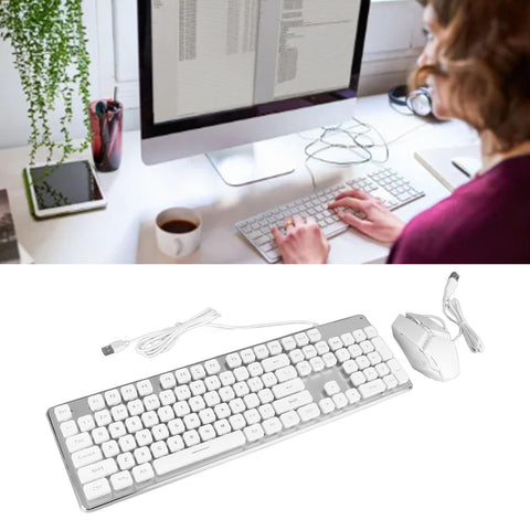 Gaming Keyboard Mouse Set, RGB Lights, Stable Wired Connection, Mechanical Feel Keys, for PC Computer Office Work Home Entertainment