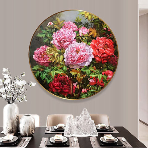 ZGmaxCL Diamond Painting Kits DIY for Adults Full Round Drill Peony Crystal Cross Stitch Embroidery Wall DecorationsArt Kit 27.6x27.6 inch