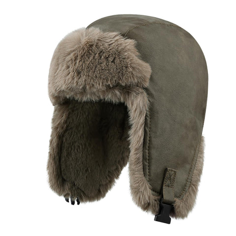 Clakllie Russian Hat for Women Men Waterproof Bomber Trapper Hats with Ear Flaps Vintage Aviator Pilot Hat,Dark Gray