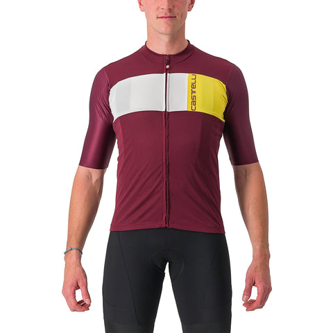 CASTELLI Men's PROLOGO 7 Jersey T-Shirt, Bordeaux/Ivory-Passion Fruit, M