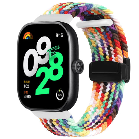KUTEWEU Braided Strap for Xiaomi Redmi Watch 4 for Men Women, Nylon Sport Elastic Sport Loop Band with Magnetic Clasp for Xiaomi Redmi Watch 4, Breathable Adjustable Straps (Rainbow)