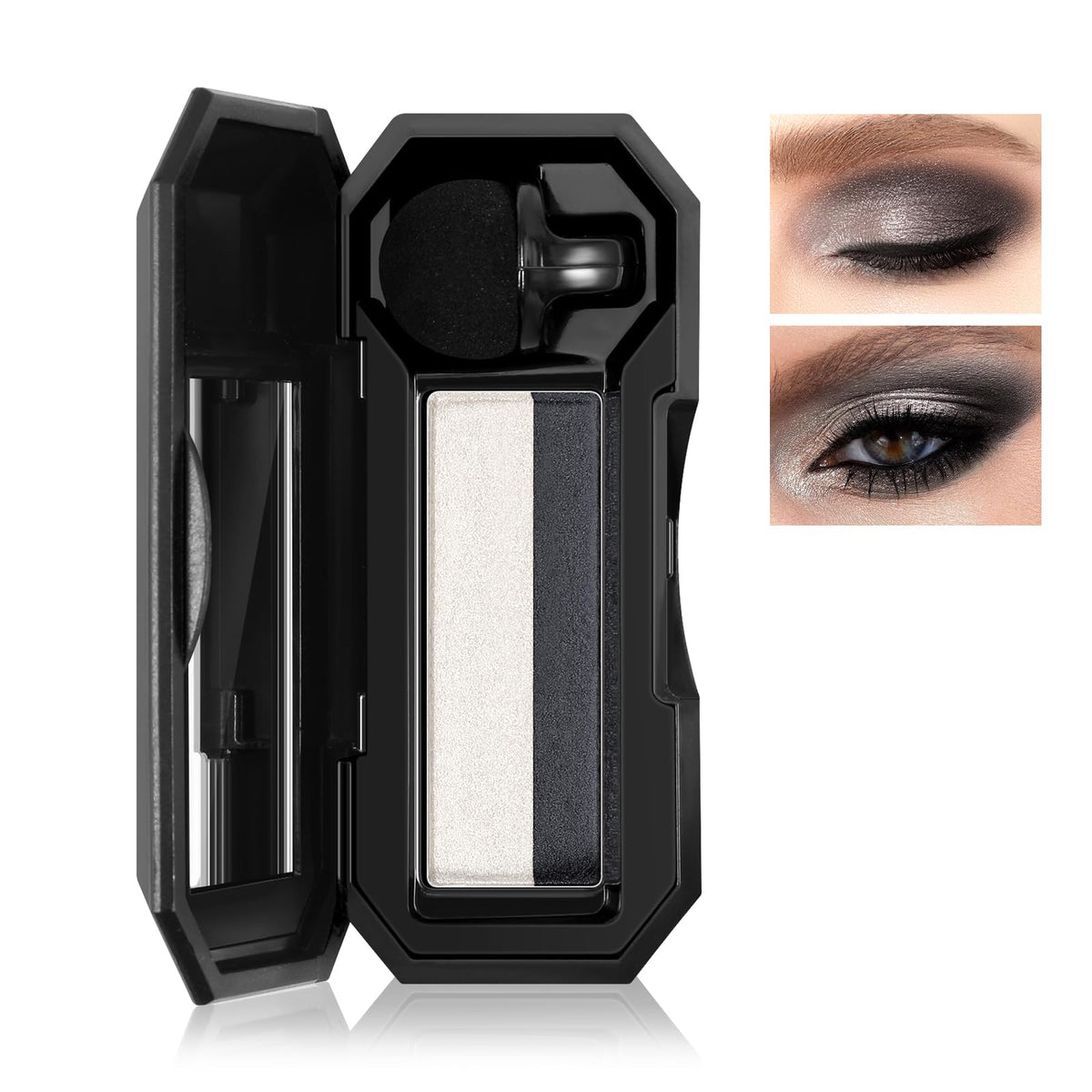 Boobeen 2 Color Eye Shadow, Portable Dual-Color Glitter Eyeshadow Palette Highly Pigmented Powder Eyeshadow Waterproof and Smooth Texture, Long Lasting For Eye Makeup