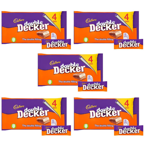 Cadbury Double Decker Chocolate Bar 4 Pack (Pack of 5) 160g each