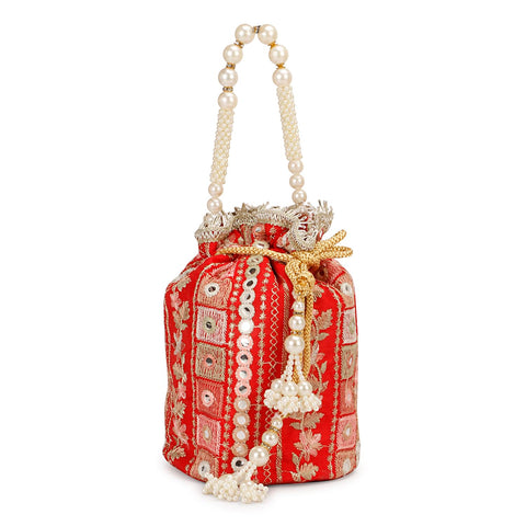 LONGING TO BUY Indian Ethnic Women Potli Bags For Wedding & Party Function, Red