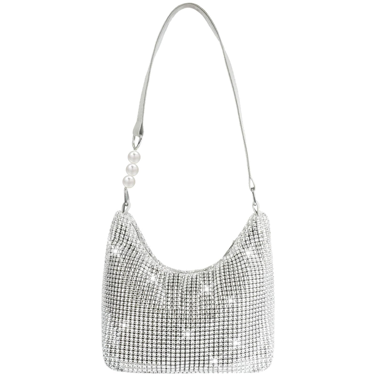 OSDUE Evening Bag Clutch Purses for Women, Rhinestone Crossbody Bag, Sparkling Rhinestone Mini Bag, for Prom, Wedding, Party, Banquet (Silver)