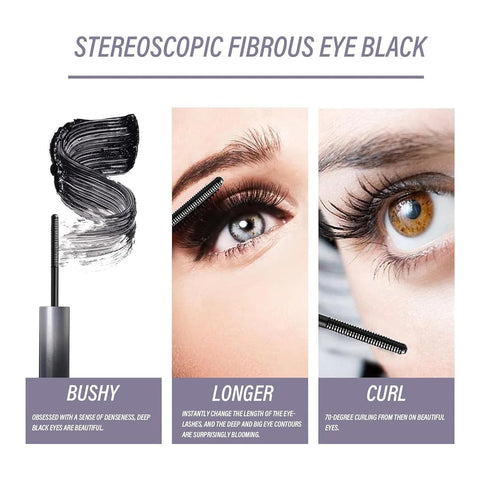 2pcs Mascara, Curling Iron Strong Mascara, 3D Curling Eyelash Iron Mascara, Washable Extra Slim Metal Mascara,Waterproof, Smudge-Proof, Long Lasting, No Flaking,No Clumping (With Eyelash curler)