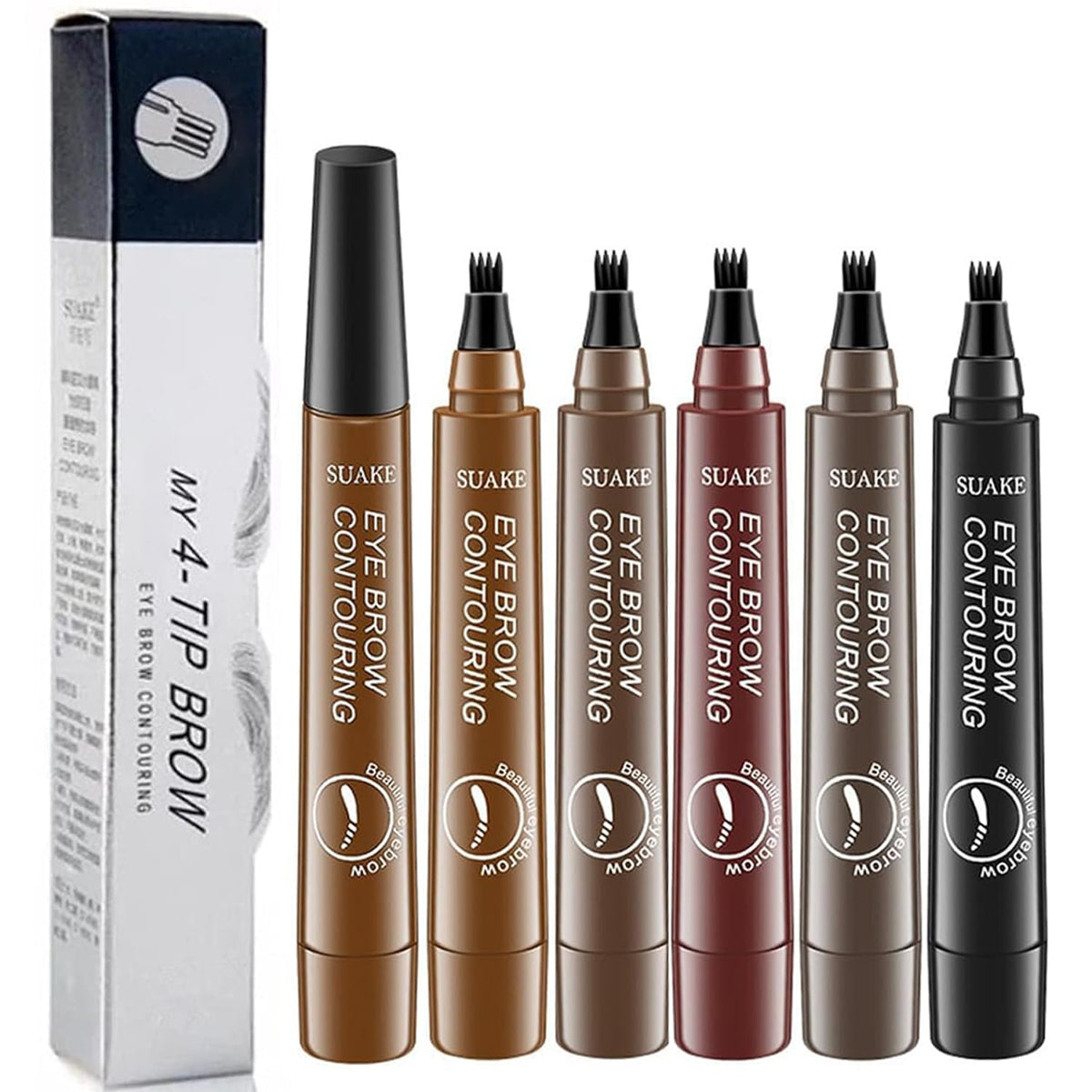 Generic Magic Eyebrow Pencil,3D Waterproof Microblading Eyebrow Pencil Contouring Pen, 4 Tipped Precise Brow Pen(5 colors)