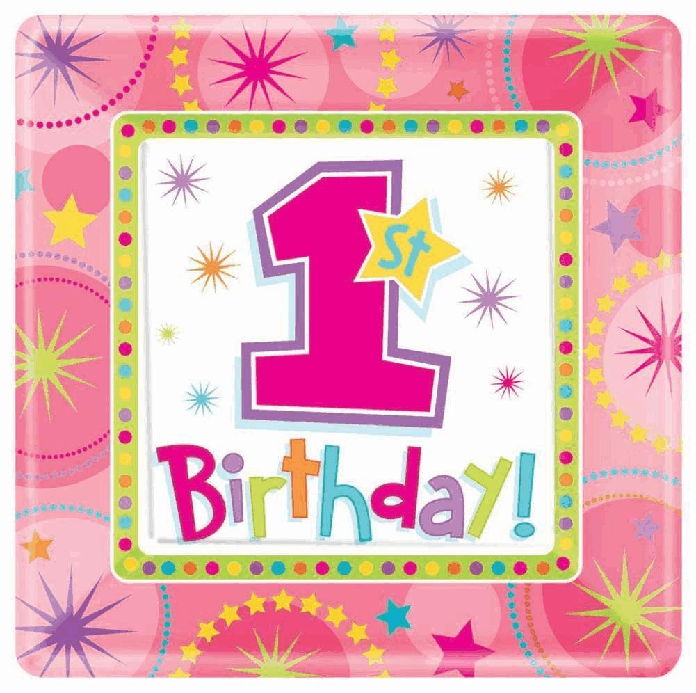 Amscan One-derful Birthday Girl 7" Square Plates - 8 ct