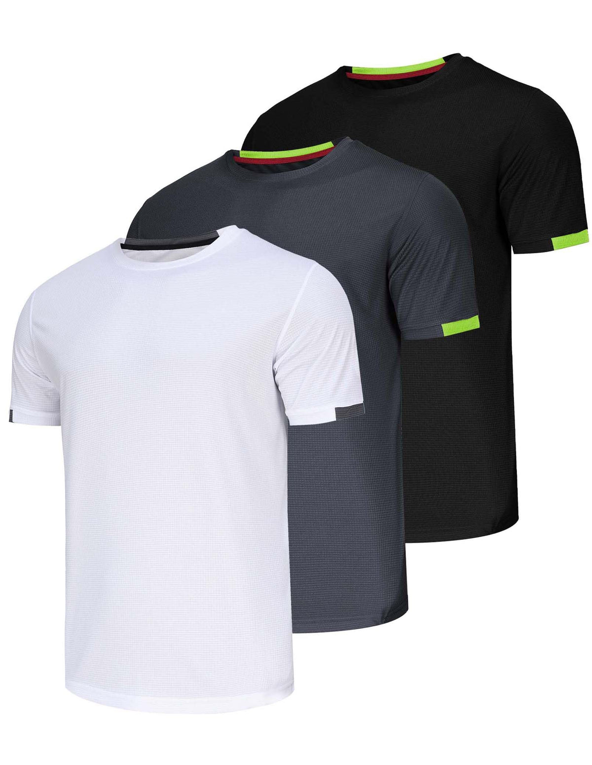 Zoofly 3 Pack Running Shirts Men T Shirt Gym Shirts for Men Multipack Shirts Men Sport Shirts Dry Fit Shirts for Activewear, Black/Grey/White, XL