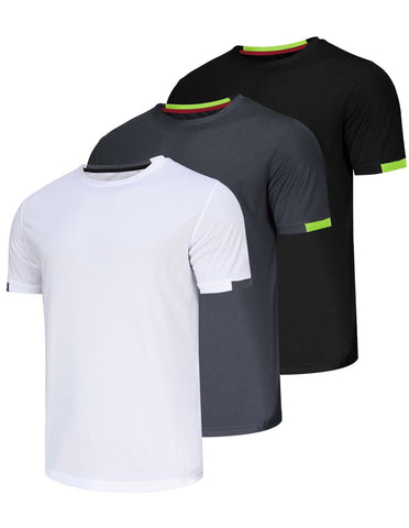 Zoofly 3 Pack Running Shirts Men T Shirt Gym Shirts for Men Multipack Shirts Men Sport Shirts Dry Fit Shirts for Activewear, Black/Grey/White, XL