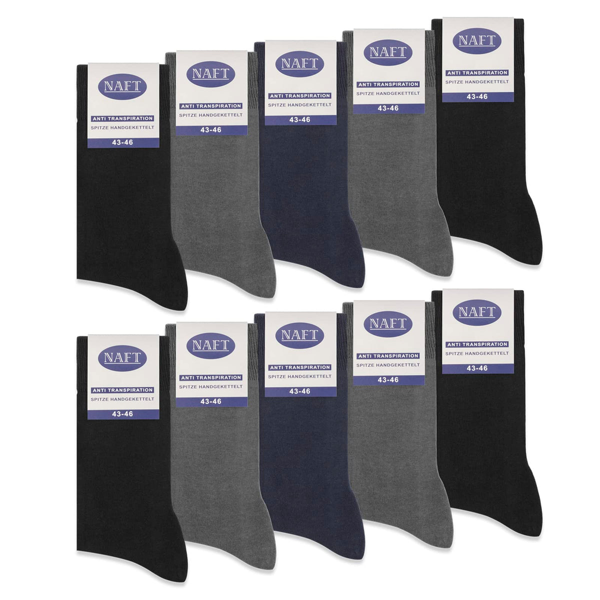 sockenkauf24 10 Pairs Dress Socks for Women and Men 100% Cotton without seam and unpleasant elastic straps at the top multiple gradings (9-11, 4 x Anthracite | 2 x Navy | 4 x Black)