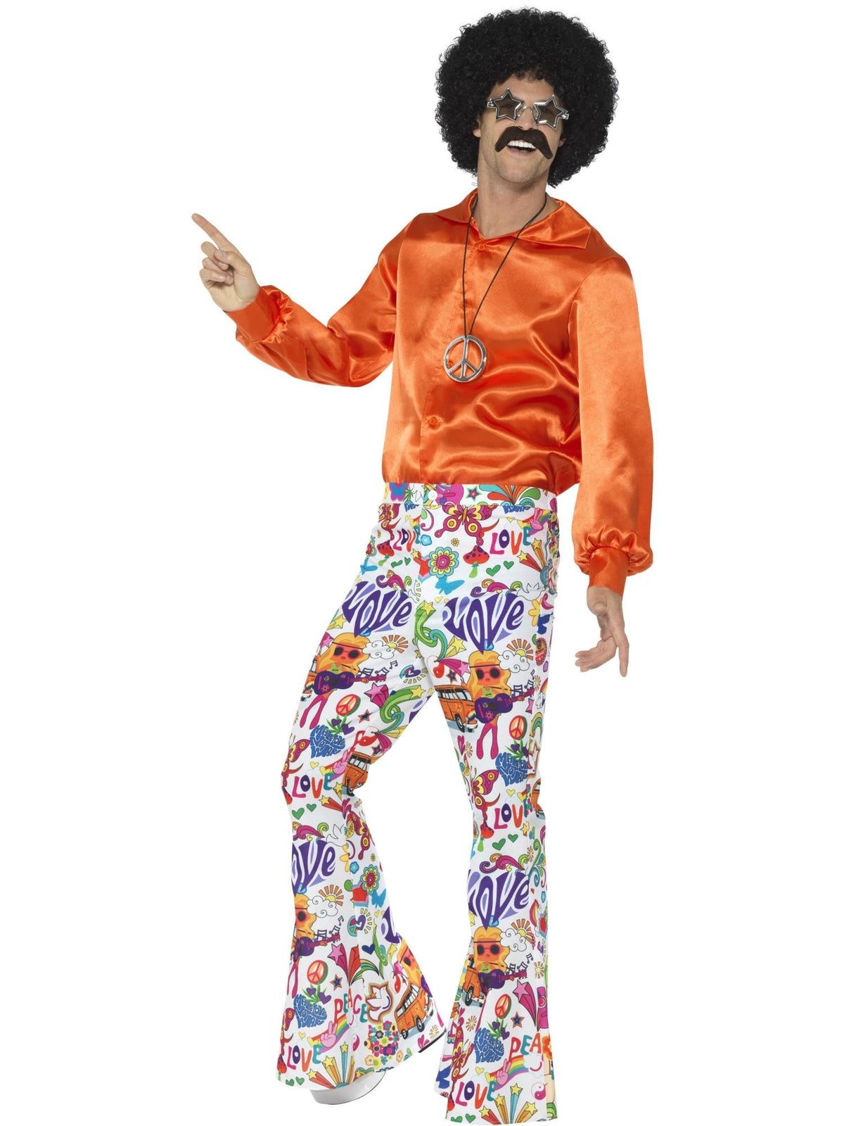 Smiffys 60s Groovy Flared Trousers, Mens, Multi-colour, M - Size 38 in-40 in