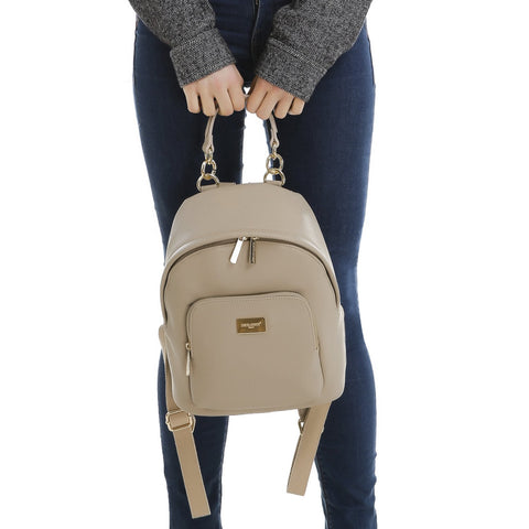David Jones - Women's Fashion Backpack Purse Small - Ladies Casual Mini Daypack PU Leather - Girl Rucksack Satchel Shoulder Handbag Zipper Pockets - Trendy School Bag City College Teenager - White