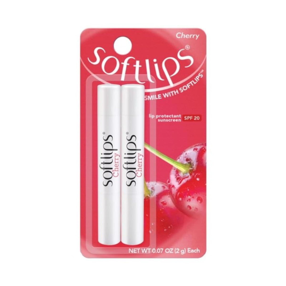 Softlips SPF 20 Lip Protectant Sunscreen, Cherry, 12 Count