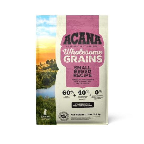 ACANA Wholesome Grains Dry Dog Food, Small Breed Recipe, Chicken and Turkey Dog Food, 11.5lb