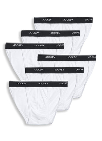 Jockey Men's Underwear Elance String Bikini - 6 Pack, White, M