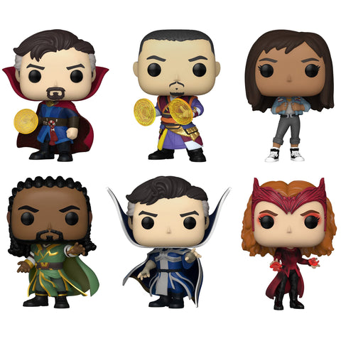 Funko Pop! Marvel: Doctor Strange in The Multiverse of Madness Collectors Set Wong, America Chavez, Master Mordo, Supreme Strange, Scarlet Witch, Doctor Strange (Possible Chase Variant)