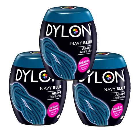 Dylon Navy Blue All-in-1 Fabric Dye for Fresh and Intense Colours, 3 x 350g