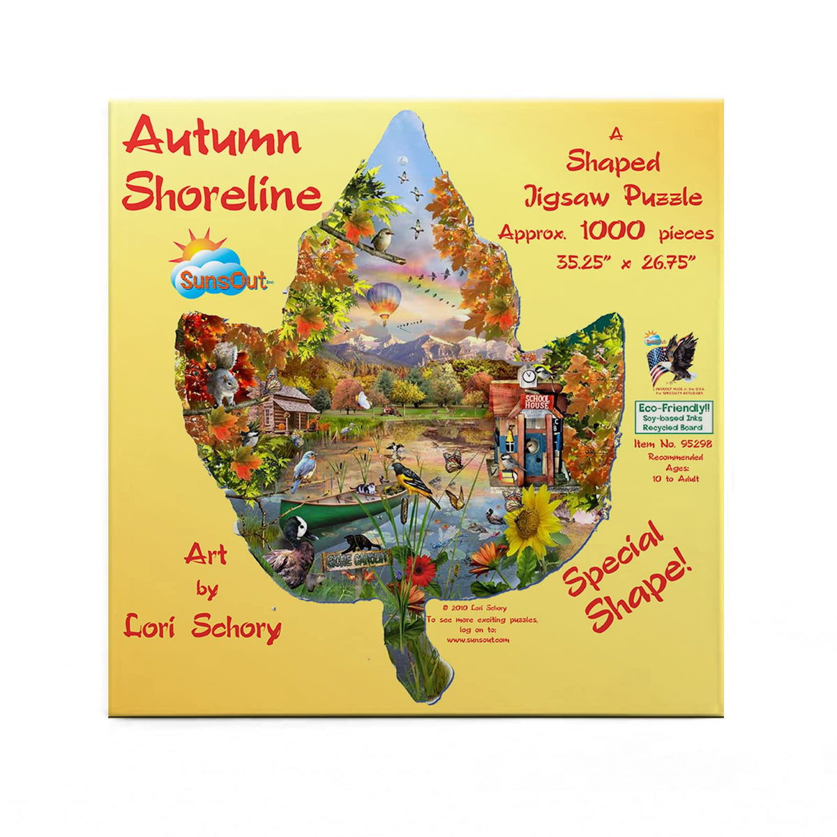 SUNSOUT INC - Autumn Shoreline - 1000 pc Special Shape Jigsaw Puzzle by Artist: Lori Schory - Finished Size 35.25" x 26.75" - MPN# 95298