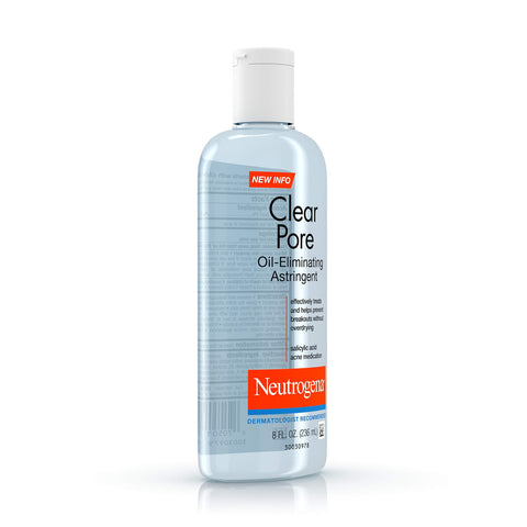 Neutrogena Clear Pore Oil-Eliminating Astringent with Salicylic Acid, Pore Clearing Treatment for Acne-Prone Skin, 8 fl. oz (Pack of 2)