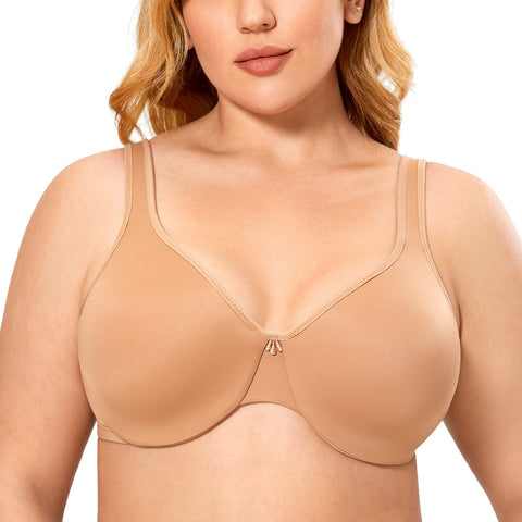 DELIMIRA Women's Minimizer Bra Plus Size Underwire Smooth Full Coverage Seamless Bras Glow 40C