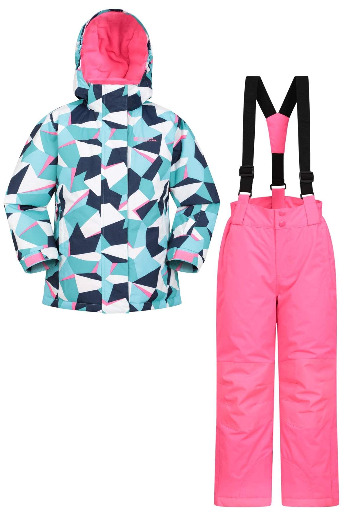 Mountain Warehouse Kids Ski Jacket & Trousers Set - Snowproof Ski Outfit, Front Pockets, Fleece Lined Skiwear, Integrated Snowskirt - Best for Winter Snowboarding Teal 7-8 Years
